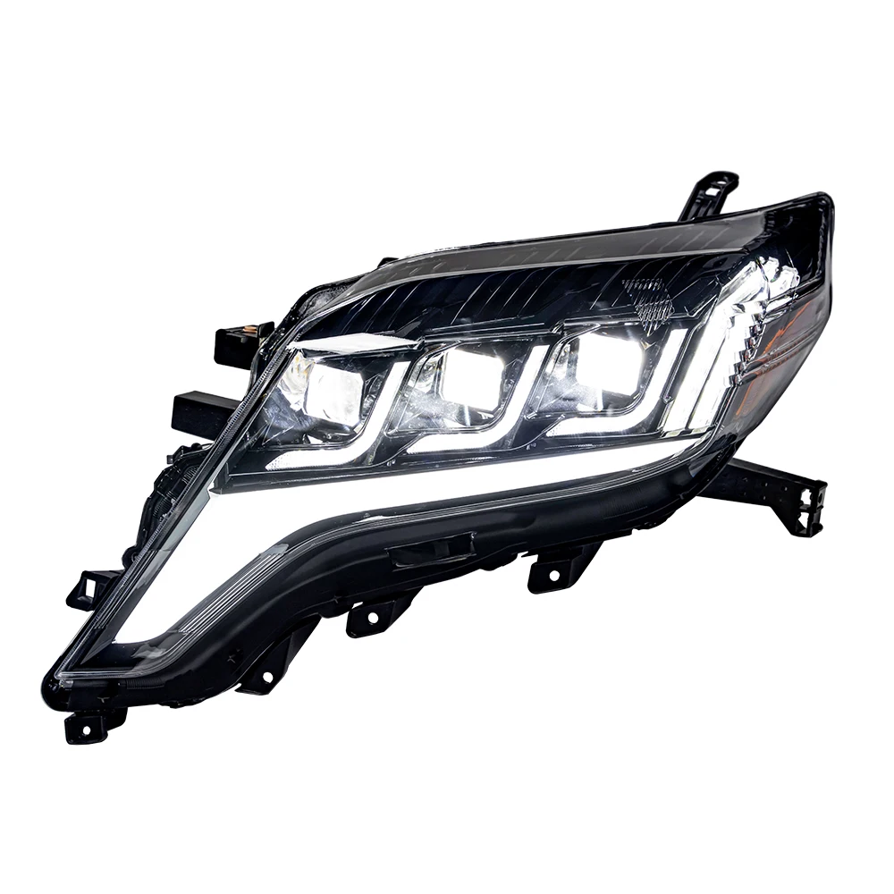 

2014-2017 для Toyota Prado светодиодные автомобильные фары в сборе 100 Вт, автомобильные передние фары, динамическая сигнальная лампа, обновление проектора с тремя линзами