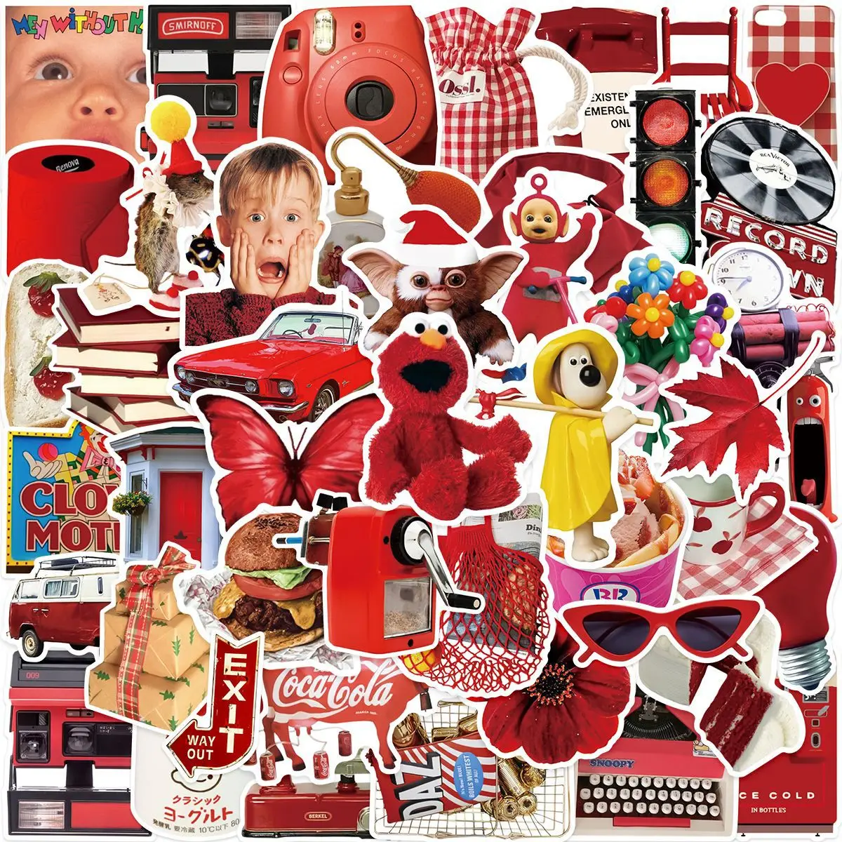 50pcs Pink Ink Ornamen Stickers Black Powder Small Fresh Mobile Phone Case, DIY Glue Dropping Waterproof Motorcycle Car Stickers