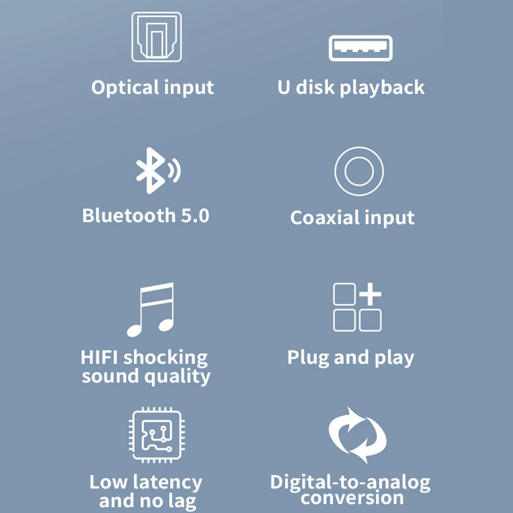 New Wireless 5.0 Bluetooth-Compatible Receiver Digital To Analog 3.5MM Audio Converter Fibre-Optical AUX U-Disk Coaxial 3 In 1