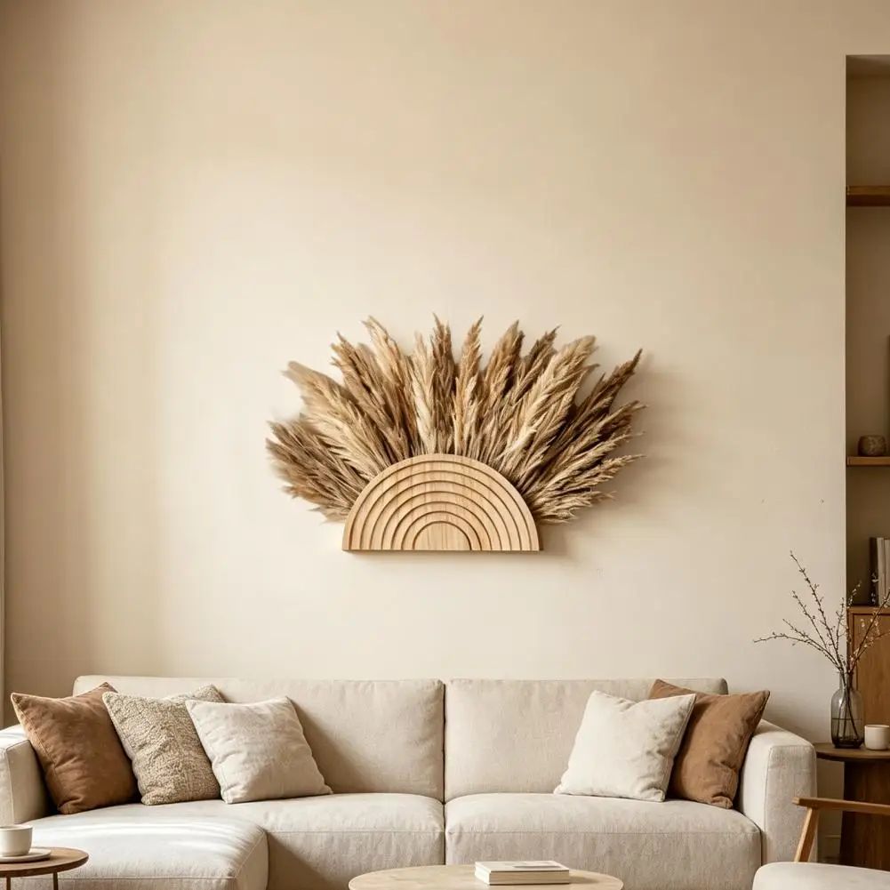 

Wooden Wall Vase for Dried Reed Flowers Nordic Style Shelf Wall Hanging Planter Boho Wall Decor for Indoor Entryway Bathroom