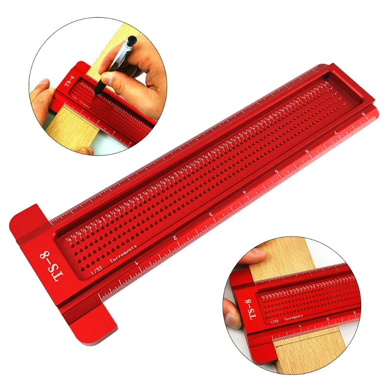 Woodworking Scriber T-Square Ruler Architect Ruler for Carpenter Work Layout