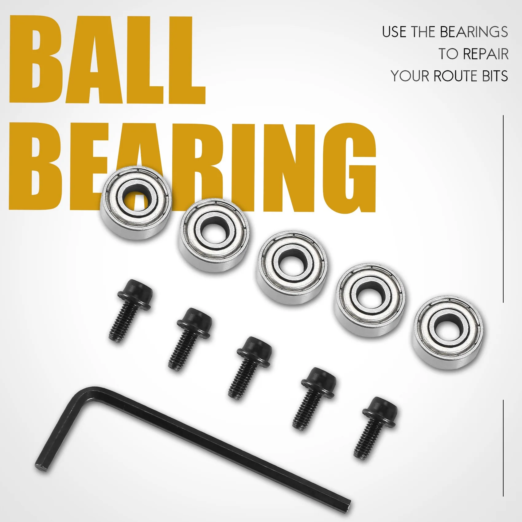 Bantalan atas Router Bit pemotong kepala Set bantalan bola aksesoris bantalan Kit dalam 4.76mm luar 12.7mm