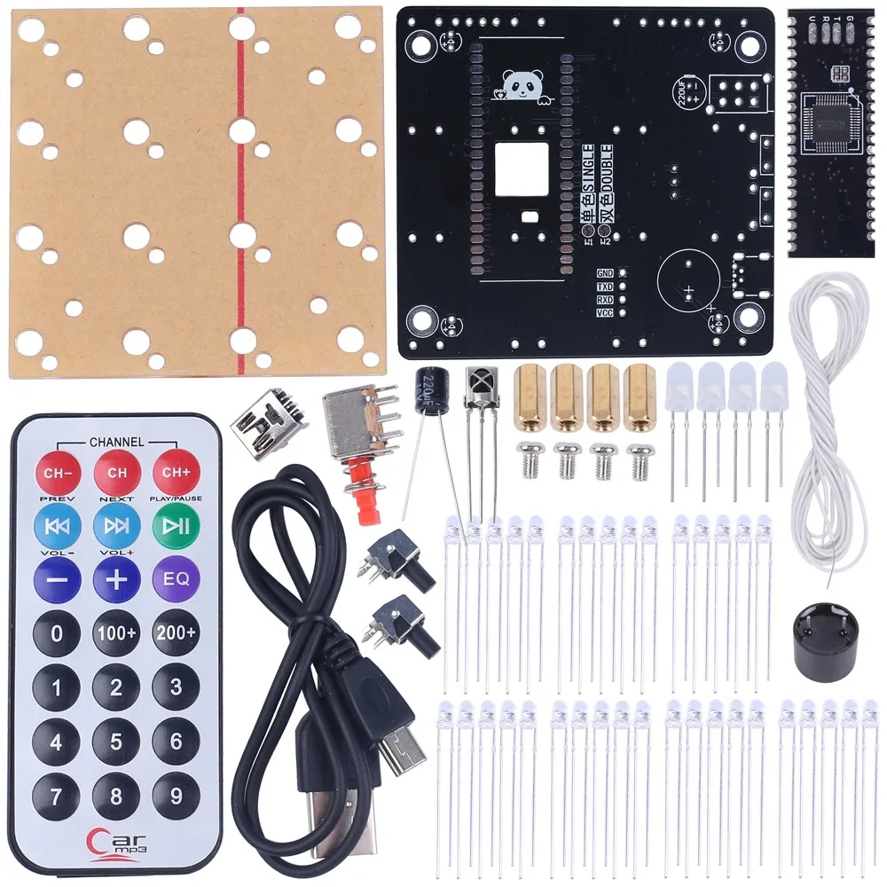 LED Electronic Soldering Kit Colorful RGB Music Light Tower DIY Kit with 3D Animation for Chrismas 51 MCU Suit with Remoter