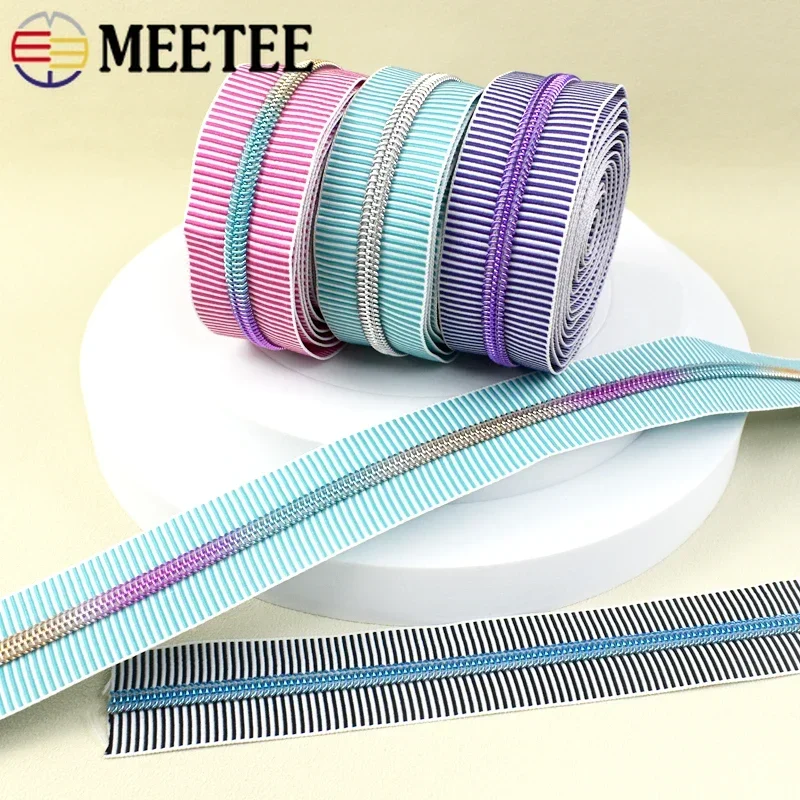 1/2/3/4M 5#  Meetee Nylon Zipper for Sewing Coil Zips Per Meter Jacket Zipprs Tape Bag Tent Zip Roll Repair Kit Clothe Accessory