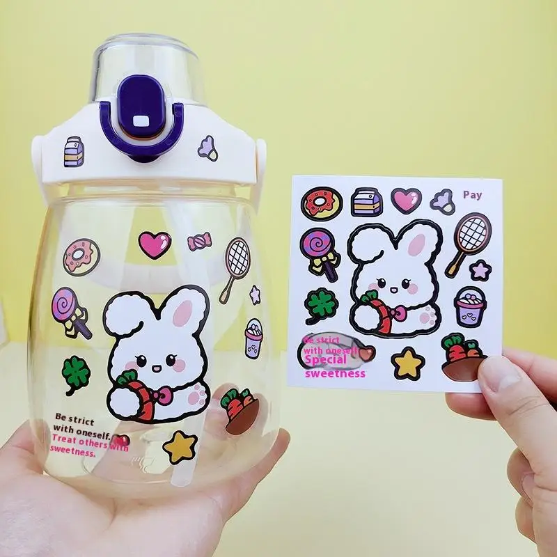 

5 листов наклейки на бутылку с водой с изображением животных, креативные студенческие наклейки-планировщики, изолированная чашка, водонепроницаемая наклейка из ПВХ