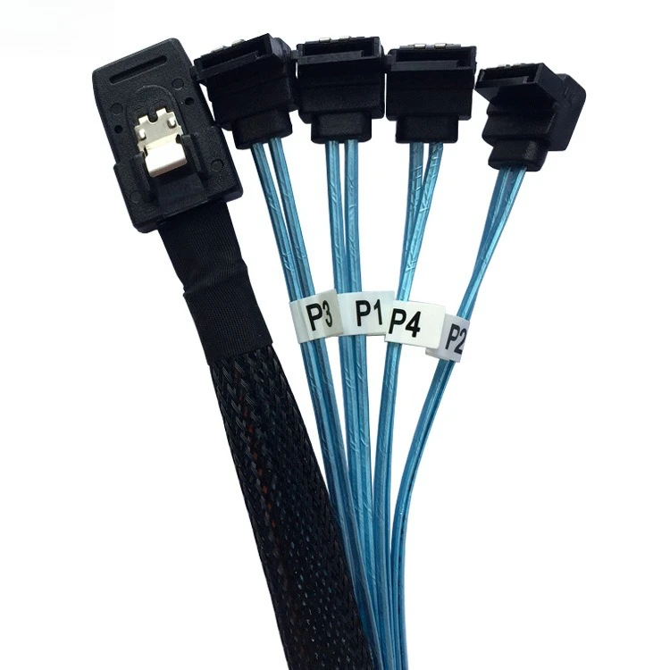 MINI SAS SFF-8087 Pair of 90 Degree 4 * SATA Server 12G High Speed Cables - High Quality Data Transfer