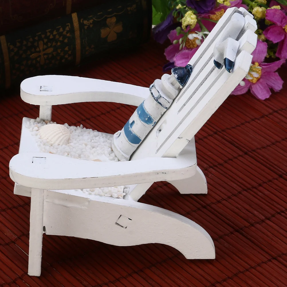 

4 Pcs Wooden Beach Chair nament Dollhouse Chair nament Seaside Nautical Decoration Ocean Themed Home Office Room