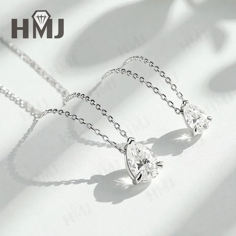 Moissanit-Halskette mit 1/2/3/4 Karat D-Farbe Birnenförmiger Moissanit S925 Vergoldete Kette in Weiß, Gelb oder Roségold für Damen, Verlobung, Alltag und Charme – Detail 9