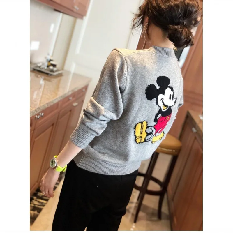 Disney mickey mouse inverno cardigan jumper tops gola alta pullovers casual camisola feminina manga longa solta camisola menina