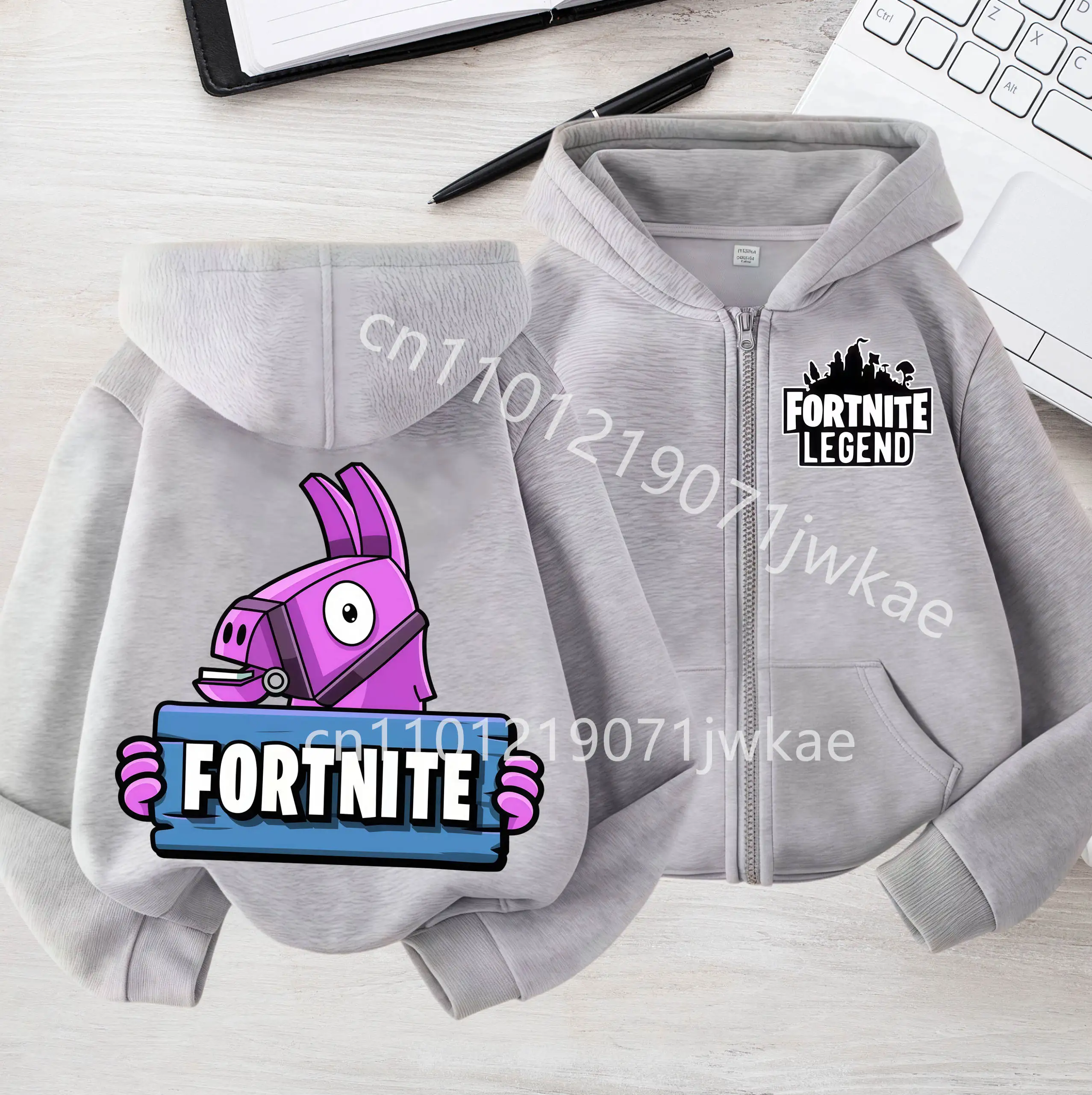 Fortnites Kids Zipper Hooded Coats Anime Fortress Night Sweatshirts Game Spring Autumn Hoodies Sportwear Children Clothes Gift