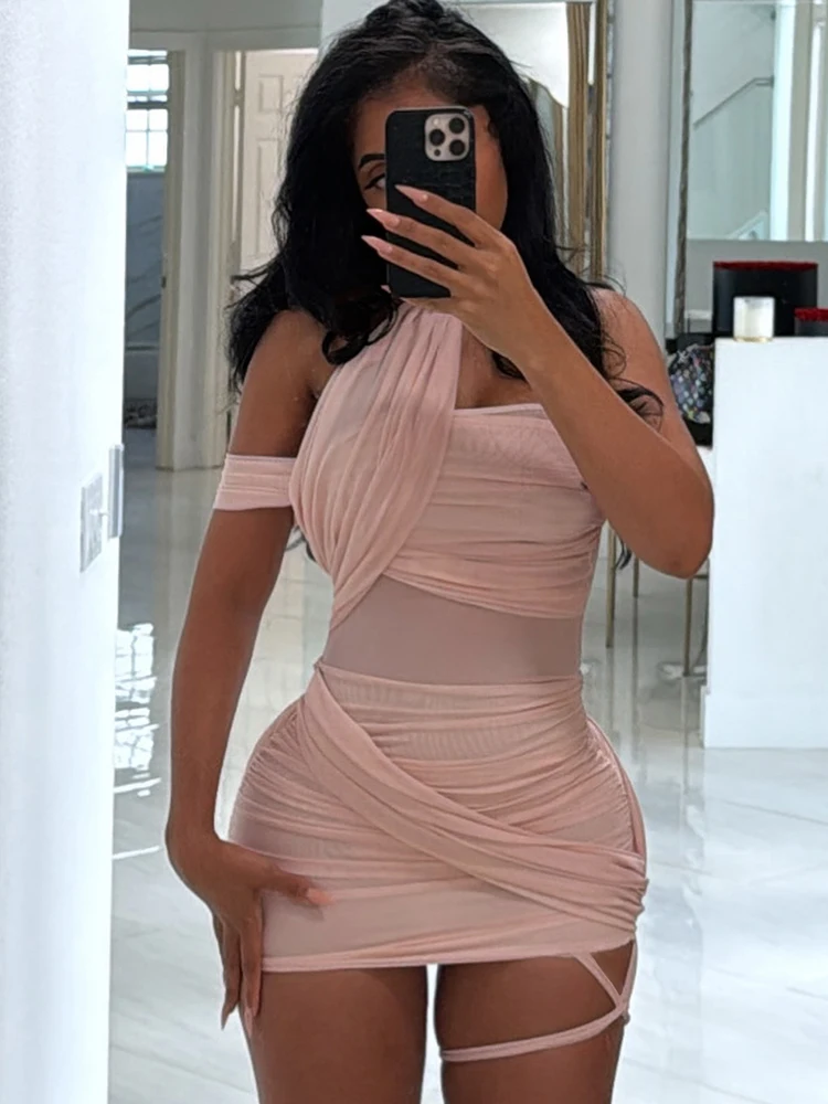 Weird Puss See Through Sexy Women Dress Y2K Cross Bandage Backless Halter Sleeveless Summer Trend Midnight Clubwear Mini Bodycon - Image 4