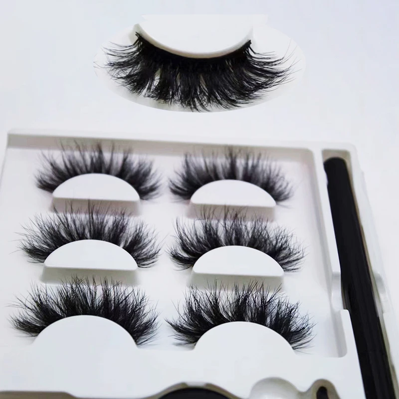 Conjunto de lápis delineador magnético -3 pares de cílios postiços fritos à prova d'água, anti manchas, ondulação, sem vazamento de líquido