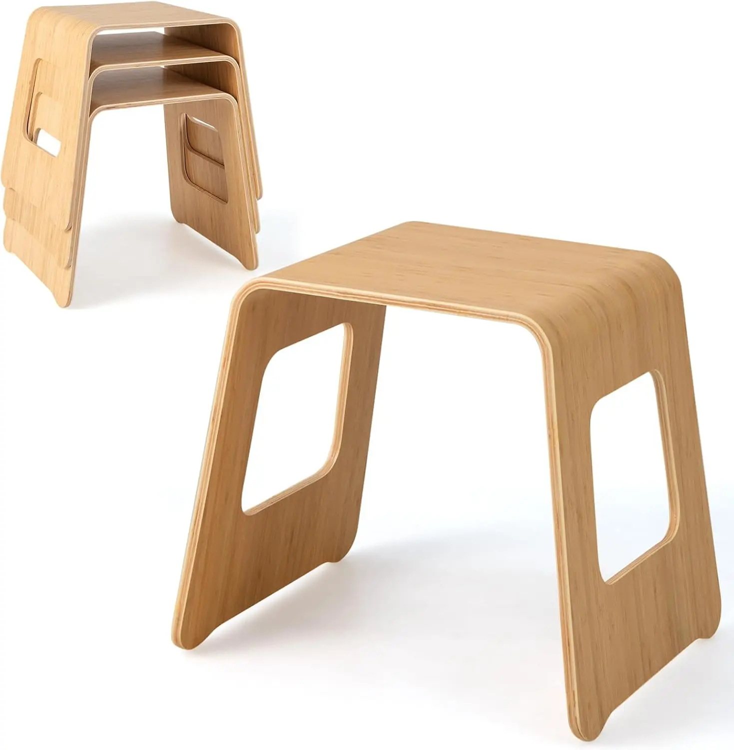 Bamboo Stool Set of 4, 18