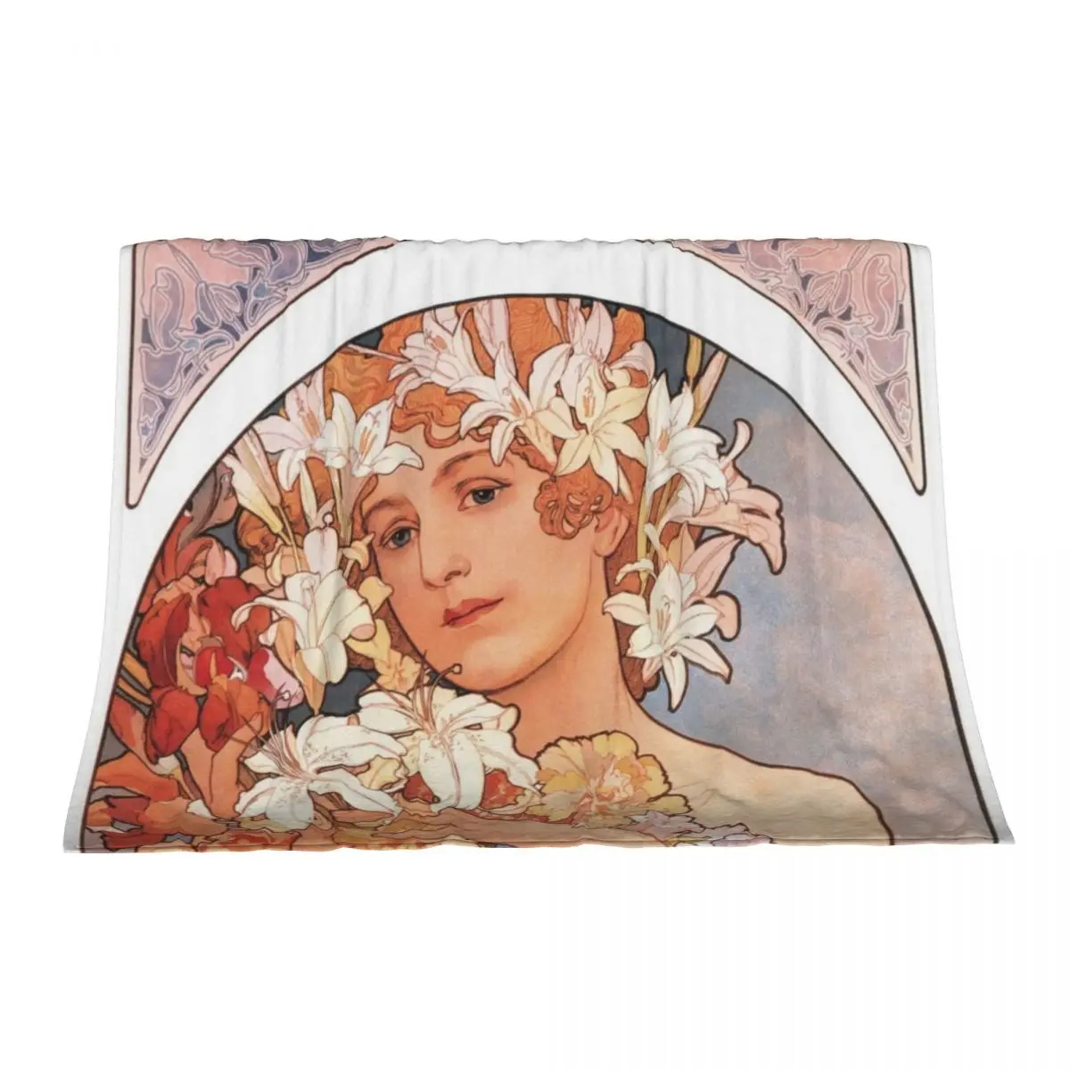 

La Fleur - The Flower - Alphonse Mucha 1897 Throw Blanket Decoratives Loose bed plaid christmas decoration Blankets