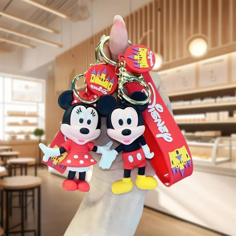 Disney Mickey Mouse Keychain for Women Anime Cute Minne Figure Doll Keyring Couple Bag Pendent Jewelry Children Toy Xmas Gifts