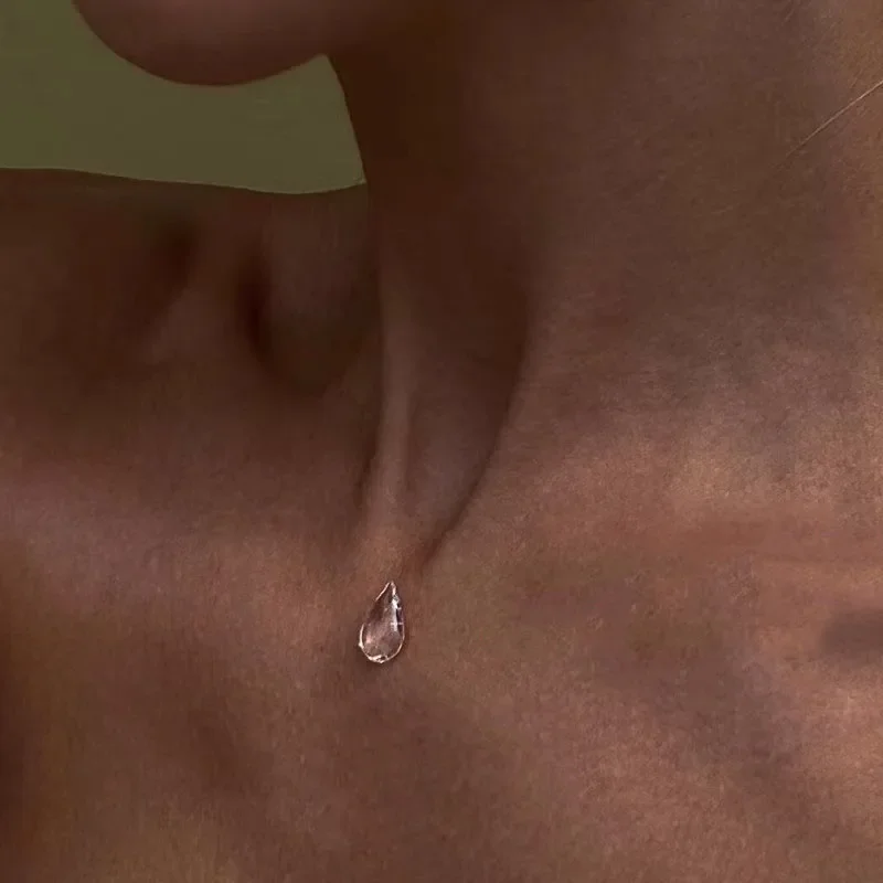 Niche Clear Dewdrop Glass Droplet Tassel Necklace Earrings Bracelet Minimalist Trendy Jewelry For Women Unique Gifts