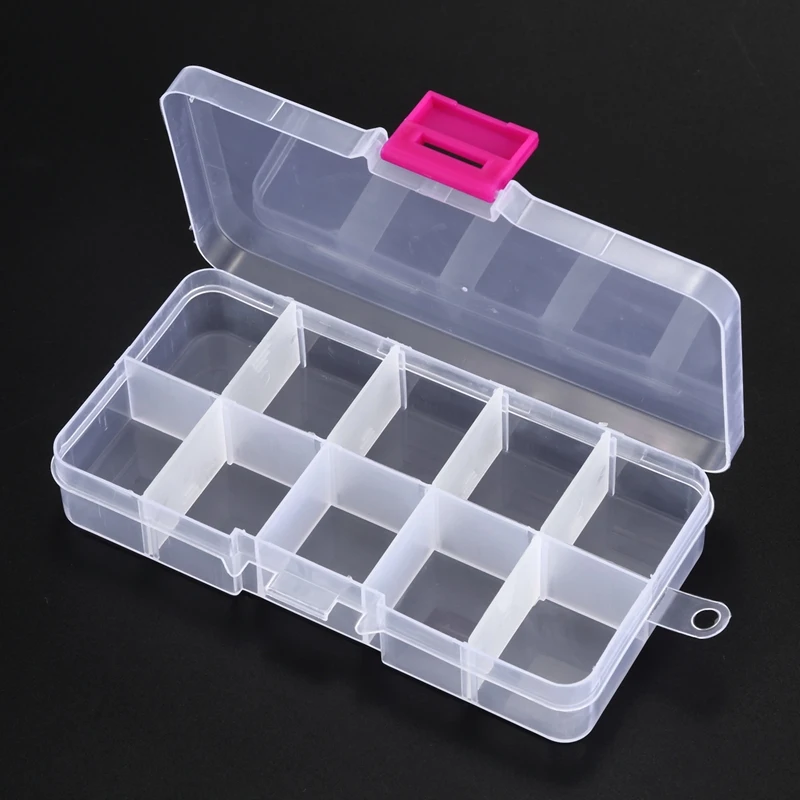 3Pcs 10 Grid Electronic Component Parts Kits Plastic Storage Box Case