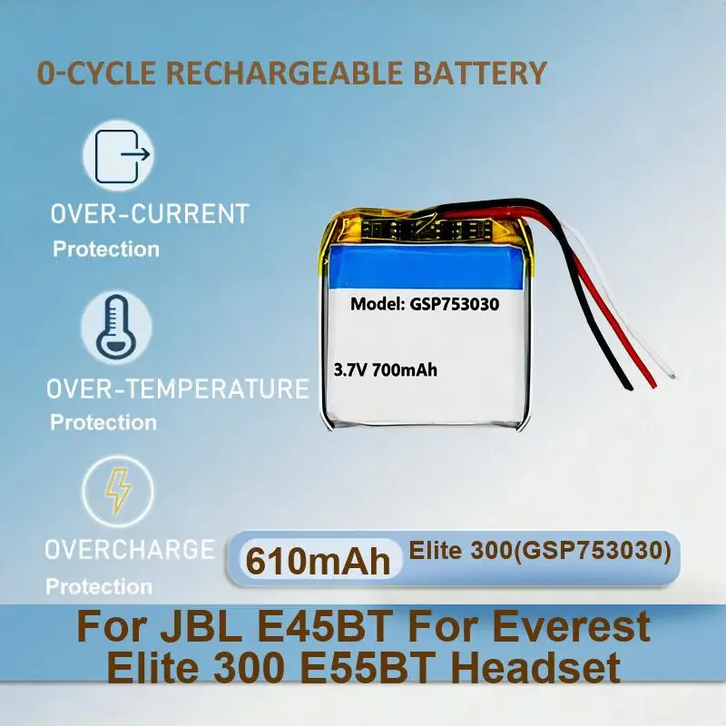 Battery For JBL E45BT Everest Elite 300 E55BT Headset Synchros S400BT Tune 500BT/600BT