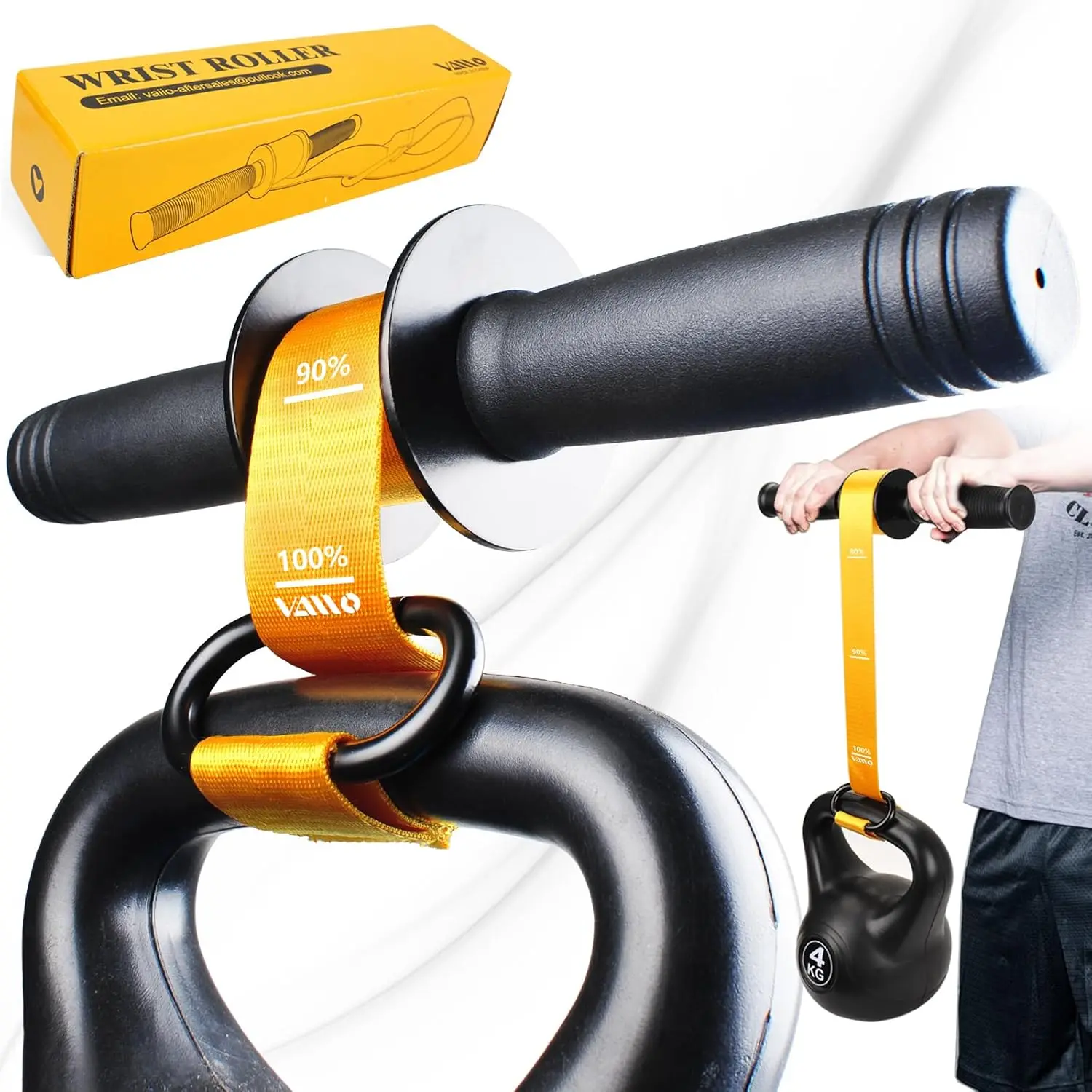 VAIIO Forearm Strengthener and Wrist Roller with Quick Locking Mechanism - Durable PVC Anti-Slip Grip Handles - Perfect for Men