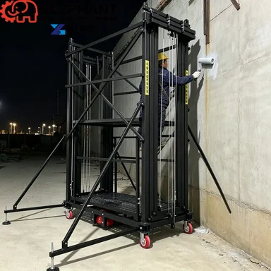 Electric Scaffolding 5m 500kg Portable Aluminum Telescopic Scaffold Easy Move Home Renovation Scaffold