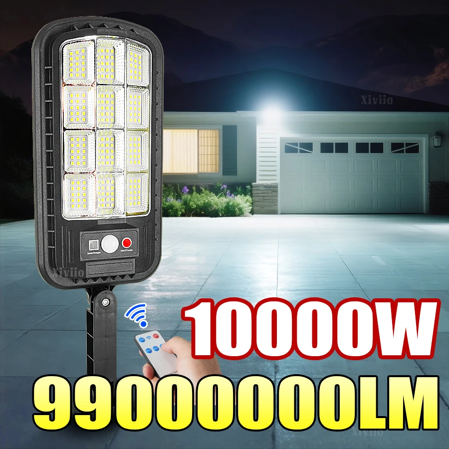 Outdoor Solar LED Lights 10000W External Solar Lamp Motion Sensor Solar Lighting Powerful Street Yard Light IP65 Waterproof