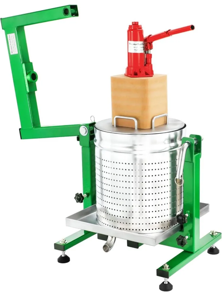 5.28 Gallon / 20L Mosakar Fruit Press - Hydraulic Jack. 2 Ton Pressure. Part contact with Juice are AISI 304 Stainless Steel