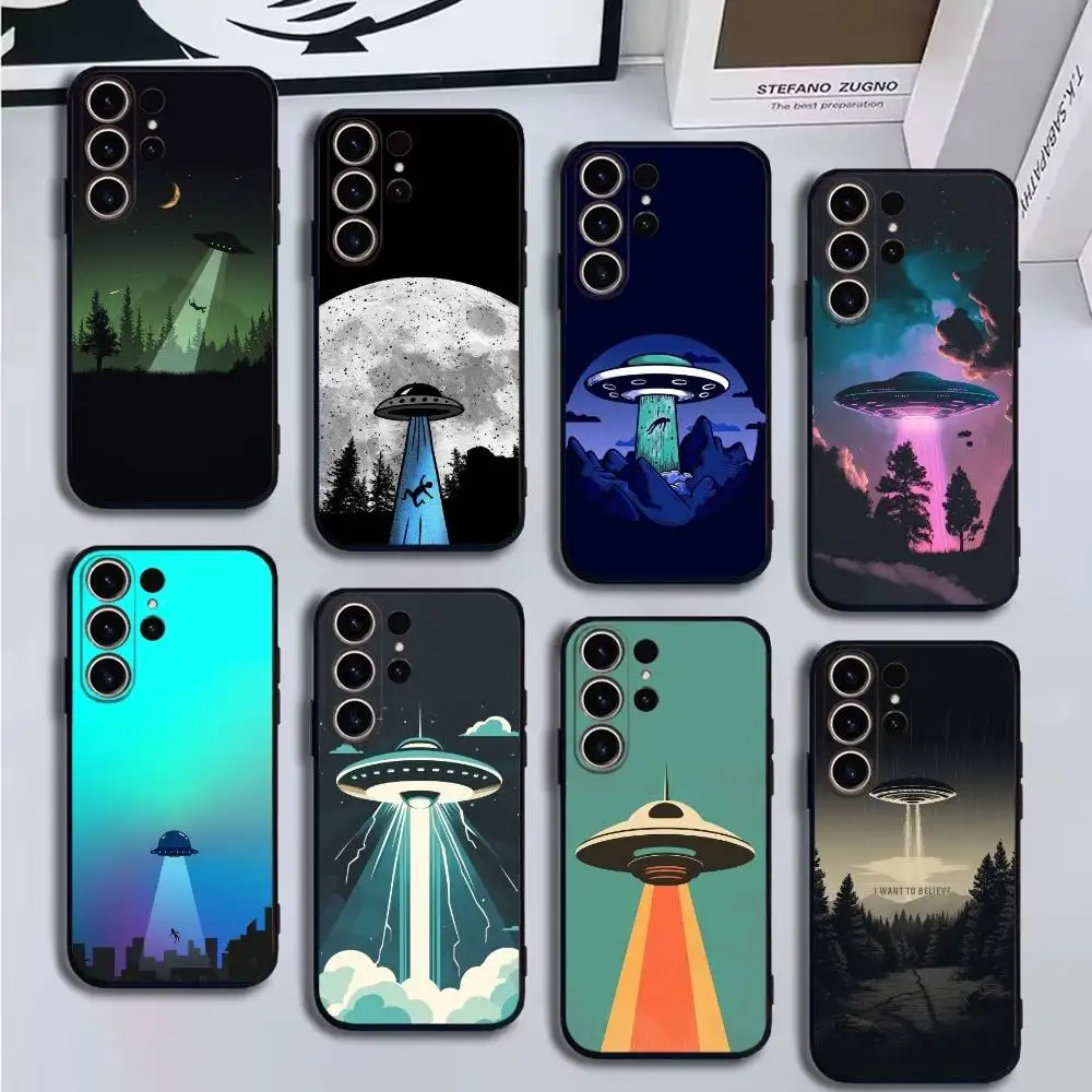 

UFO Alien Thing Phone Case For SamsungS25,24,21,22,23,30,Ultra,20,Plus,Fe,Lite,Note,10,9,Soft Black Cover