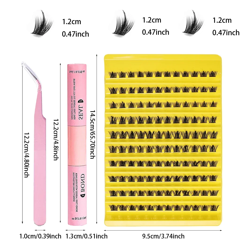 Kit d'Extension de Cils avec Adhésif et Mastic, Recourbe-cils et Applicateur, 120 Pièces