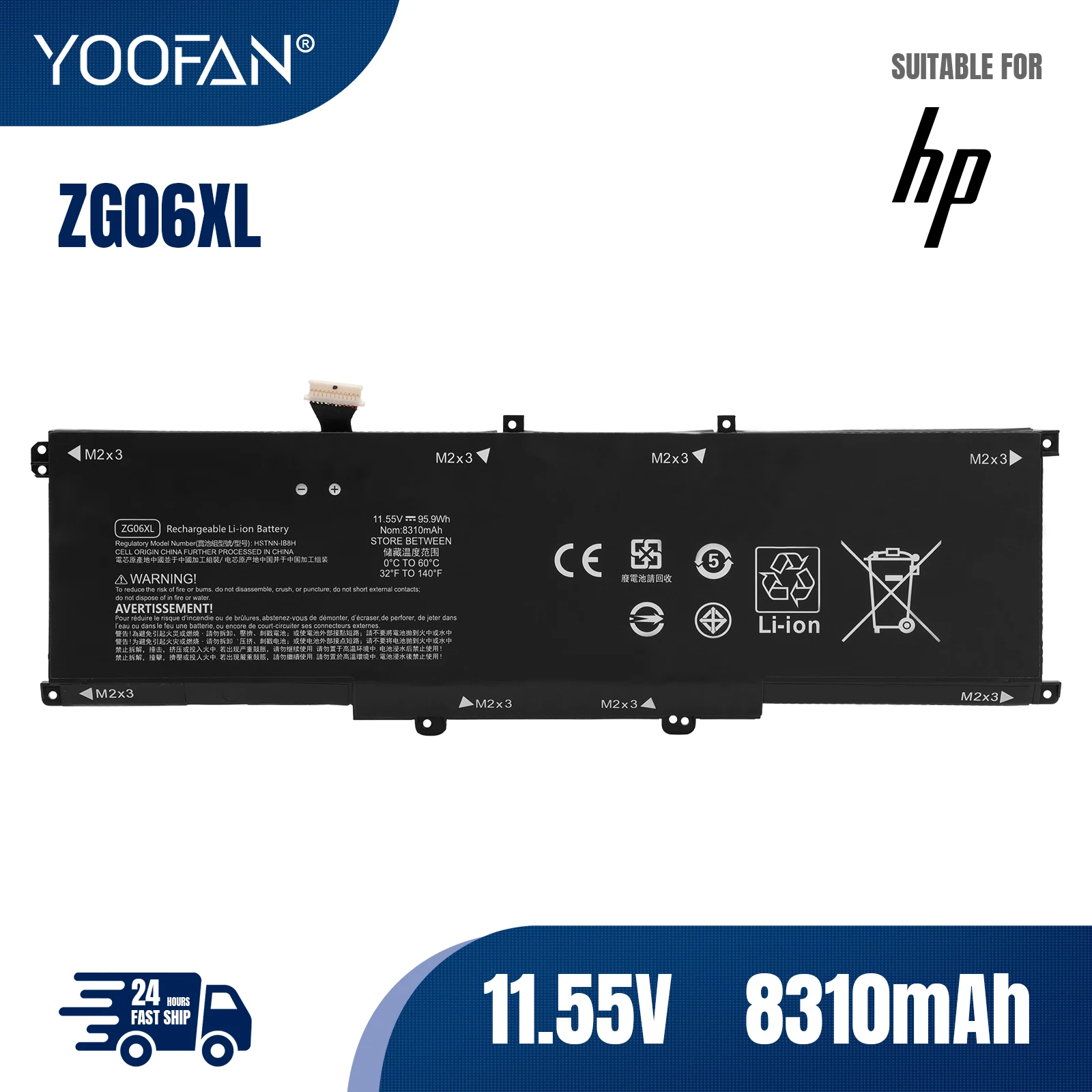 

YOOFAN 7XINbox ZG06XL Laptop Battery 11.55V 8310mAh For HP ZBook Studio X360 G5 G52ZC59EA G52ZC61E G52ZC62EA EliteBook 1050 G1