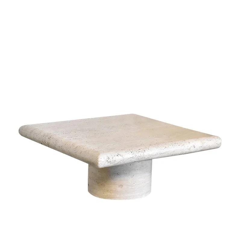 

Nordic Light Luxury Natural Marble Cave Stone Side Table Personality Model Room High and Low Square Living Room Tea Table
