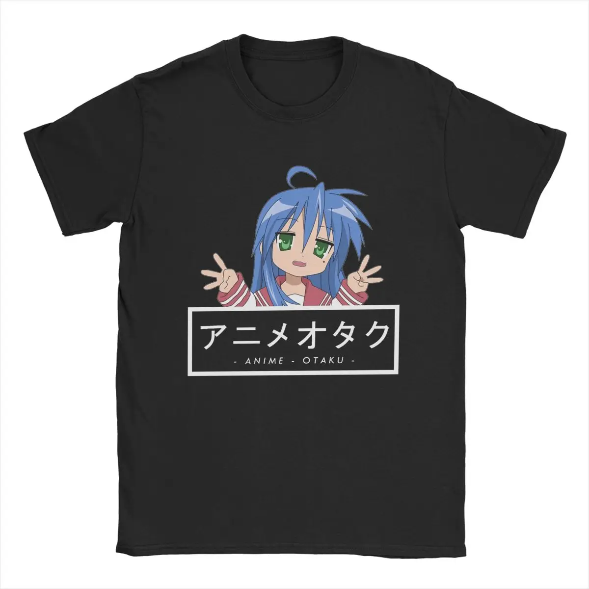 Camisetas de algodón con estampado de Otaku Konata Izumi, camisa de manga corta de Anime, estrella de la suerte, cuello redondo