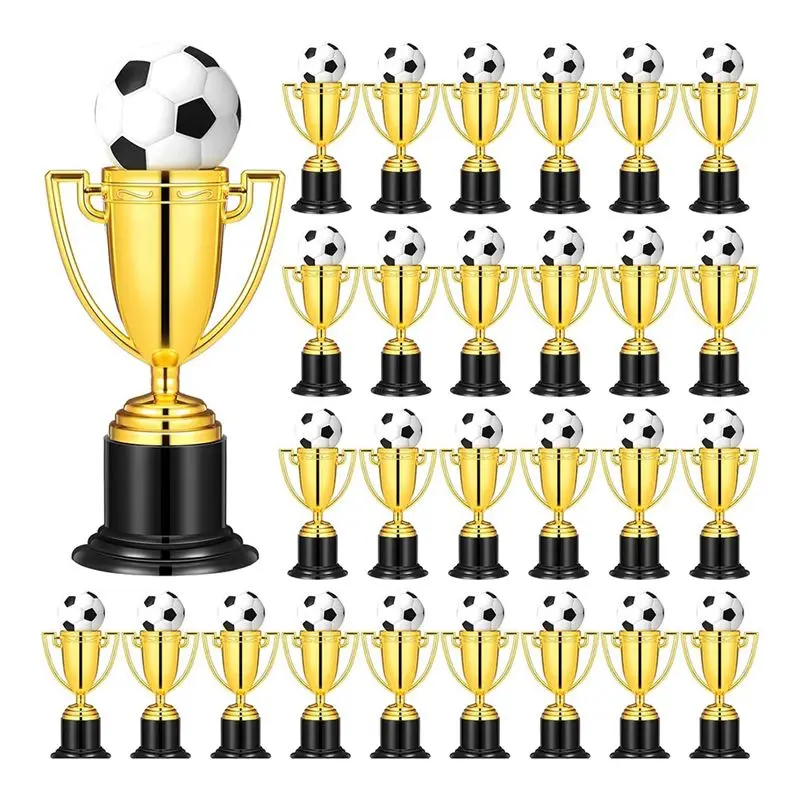 Mini trophées avec mini ballon de football, trophée doré pour cadeaux de fête, accessoires, récompenses, 10 pièces, A00E