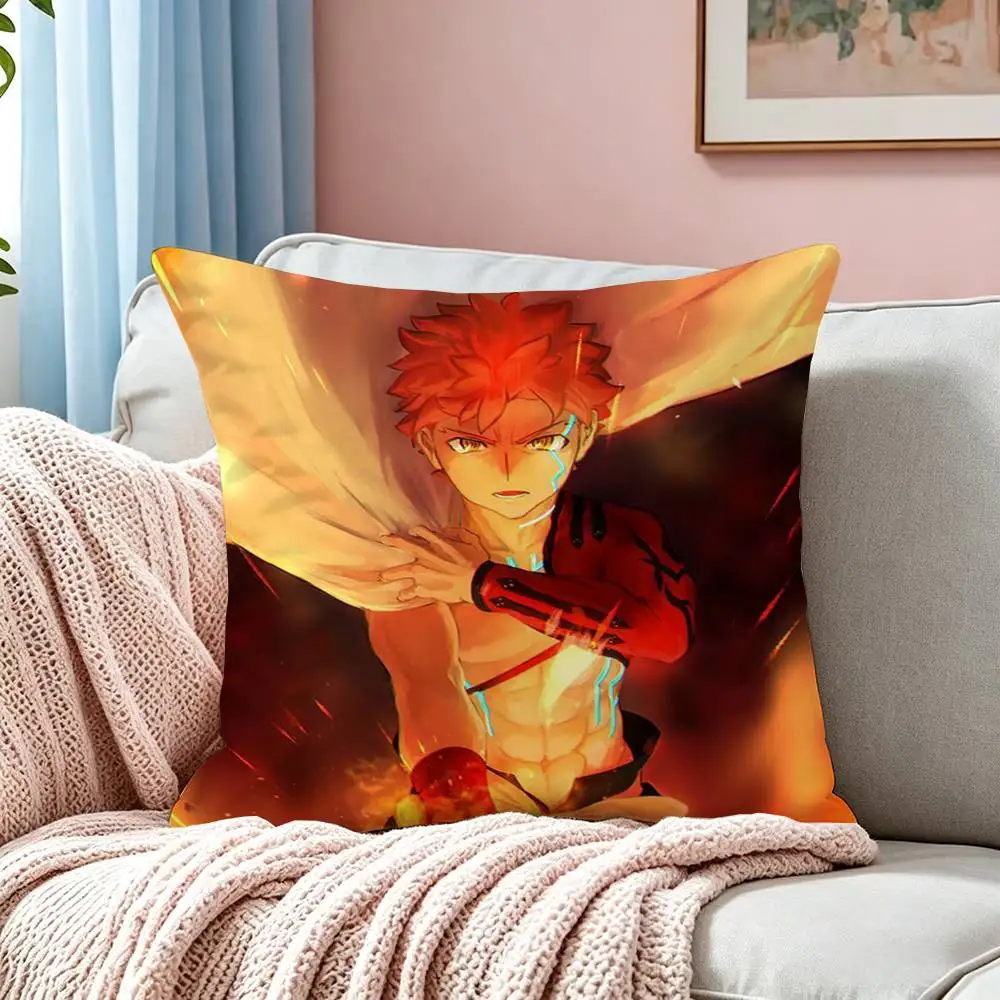 Anime F-Fate Shirou Emiya  Pillow Case Square Double-Sided Sofa Cushion Cover Bedroom Bedside Pillow