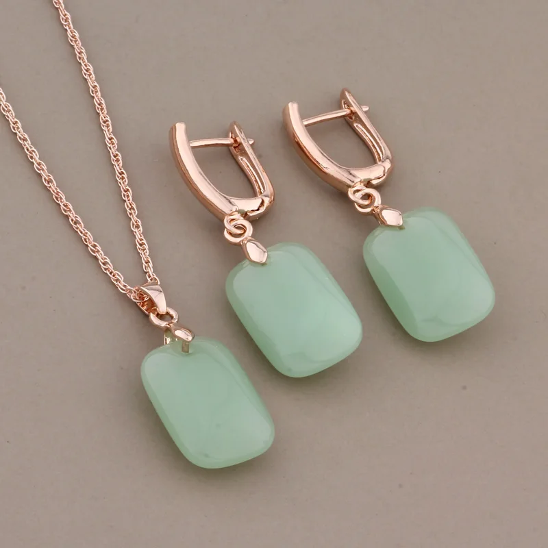 New Trend  Rose Gold Color Big Drop Earrings for Women Unusual Earrings Set Wedding Luxury Elegant Women\'s Set