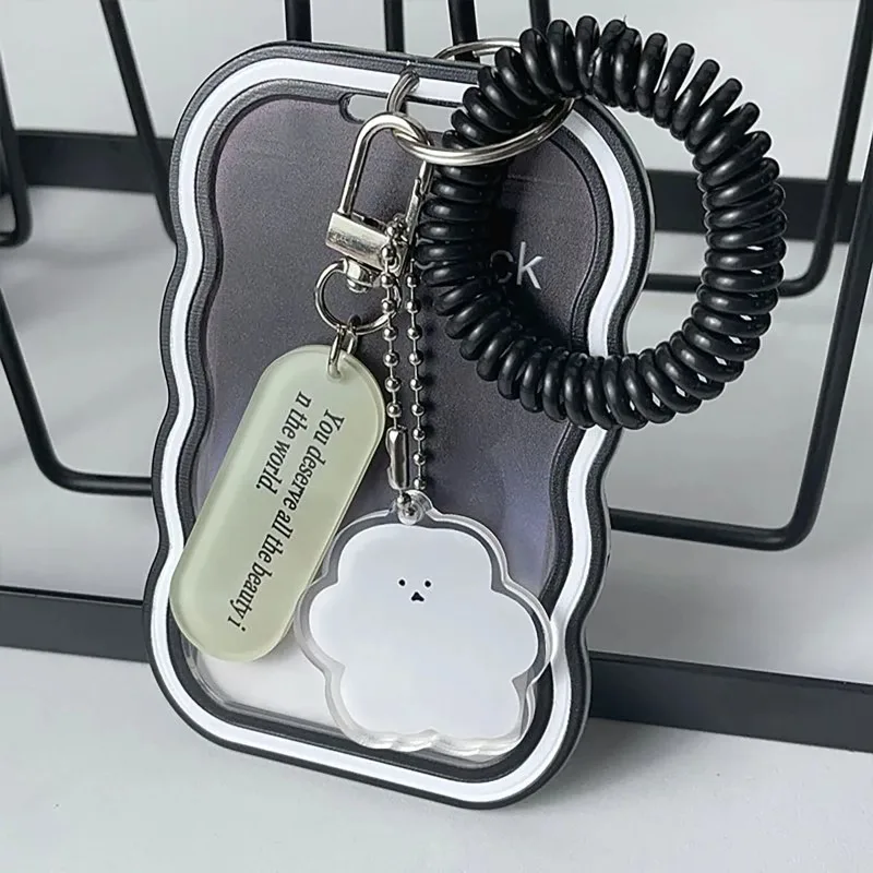 Transparent Card Holder Keychain Photo Sleeves Creative Design Kpop Photocard Holder Bus Card Student Card Case Photo Protector