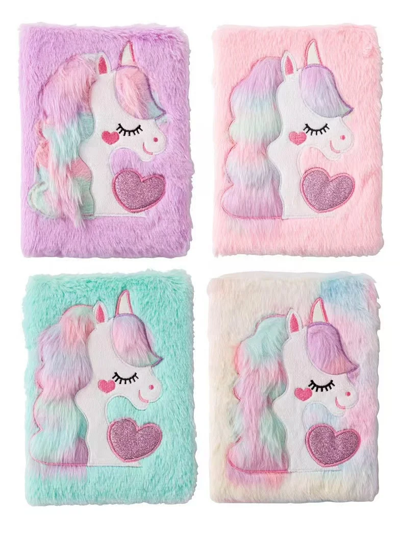 1PC A5 Unicorn Plush Notebook Macaron Girl Heart Diary Student Cartoon Handbook Adhesive Edition image 5