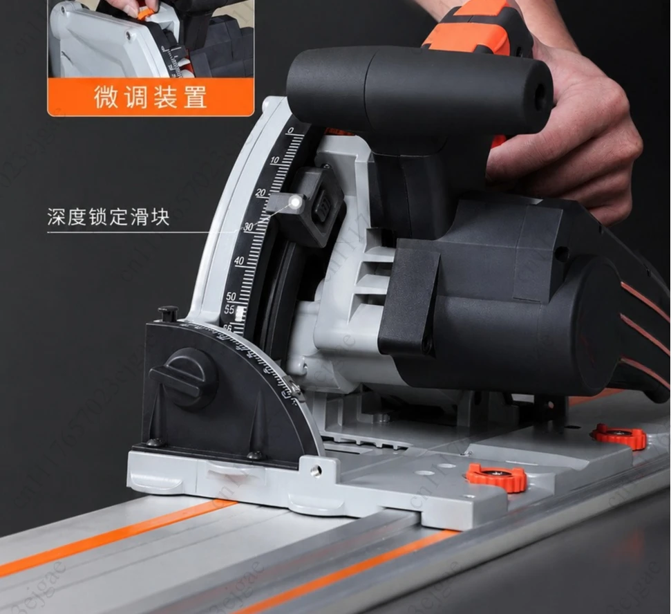 110V SJ-55 Brushless Track Saw 2KW 55mm Depth 6470RPM 6-Speed Plunge Saw for Wood Aluminum Plastic Dust Free with Quick Safety