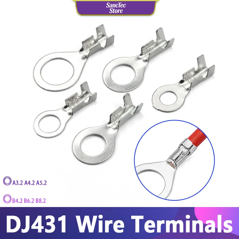 10/30/80/200P DJ431 A3.2 4.2 5.2 B4.2 6.2 8.2 Wire End Lug Terminal O Ring Bare Copper Press Circular Splice Crimp Cable Connect