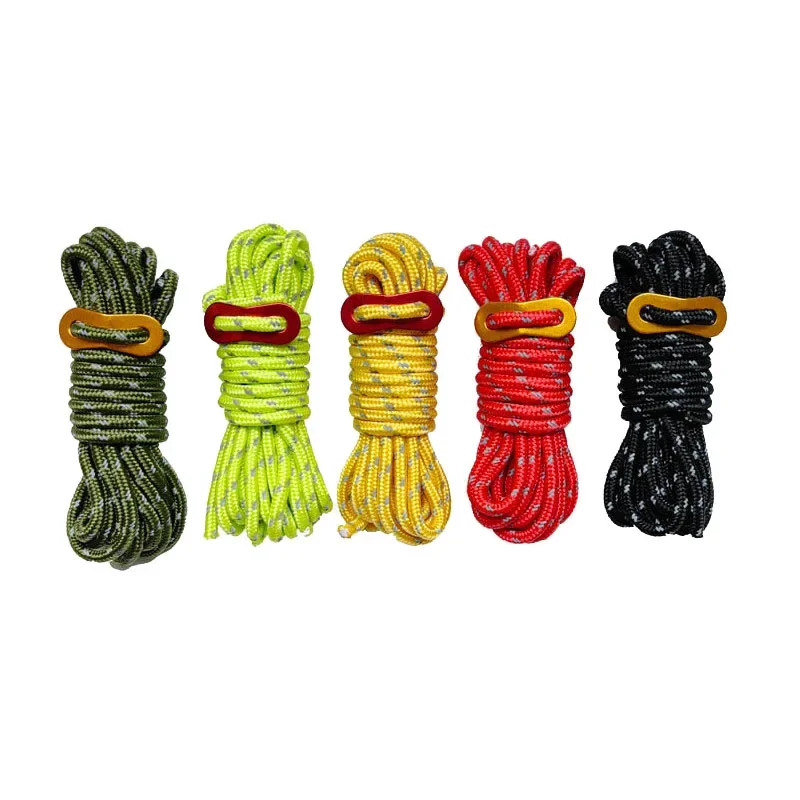 

4m strong, highly reflective, luminous and windproof tent ropes with adjusters and tensioners, suitable for outdoor camping