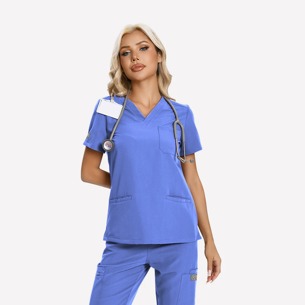 Kungfu scrunps uniforme cirúrgico feminino enfermeira esfrega workwear calças compridas conjunto médico acessórios uniforme médico