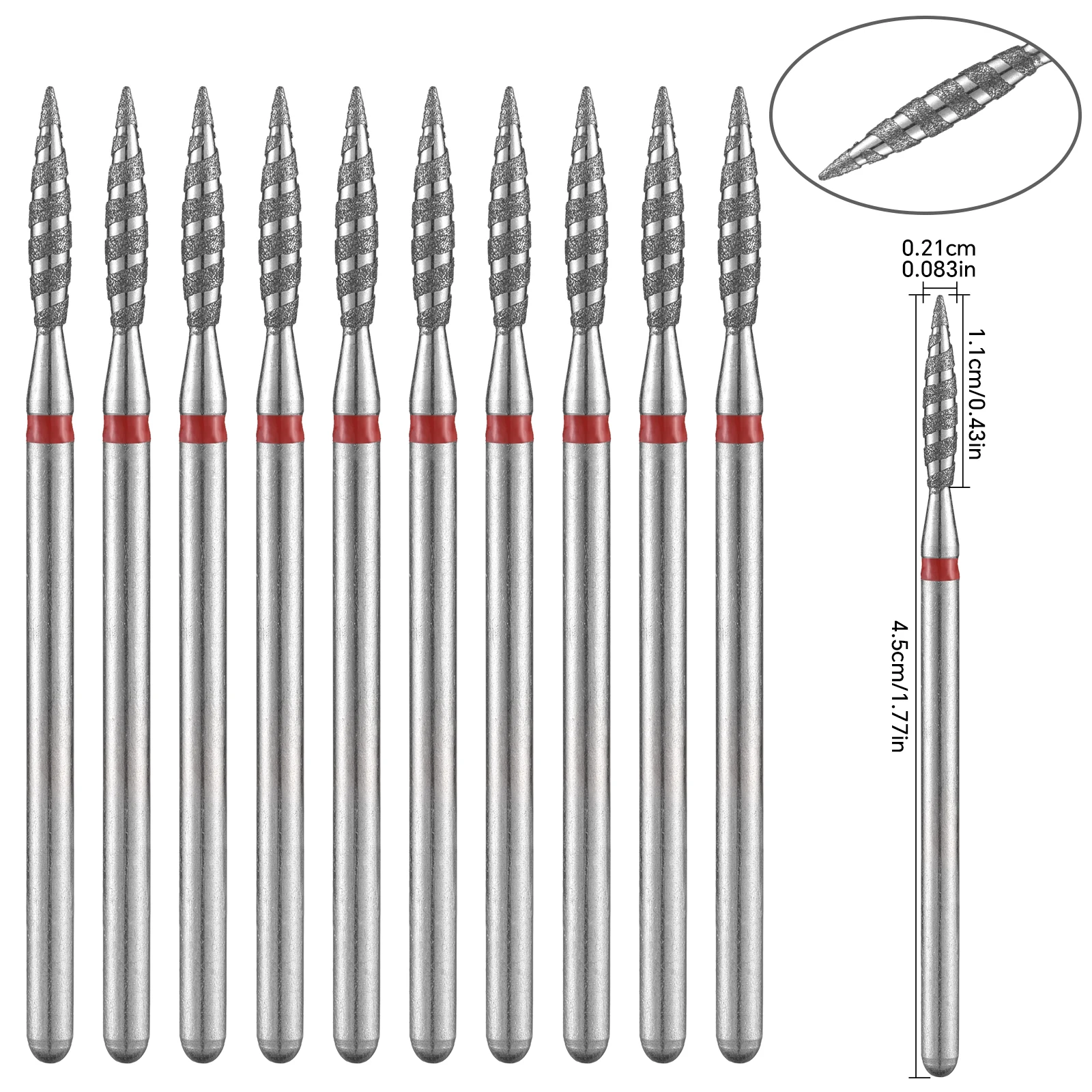 10 Uds. Brocas de diamante para uñas, fresa de pulido profesional de 1,5mm, accesorios de manicura, broca para cutículas para taladro de uñas