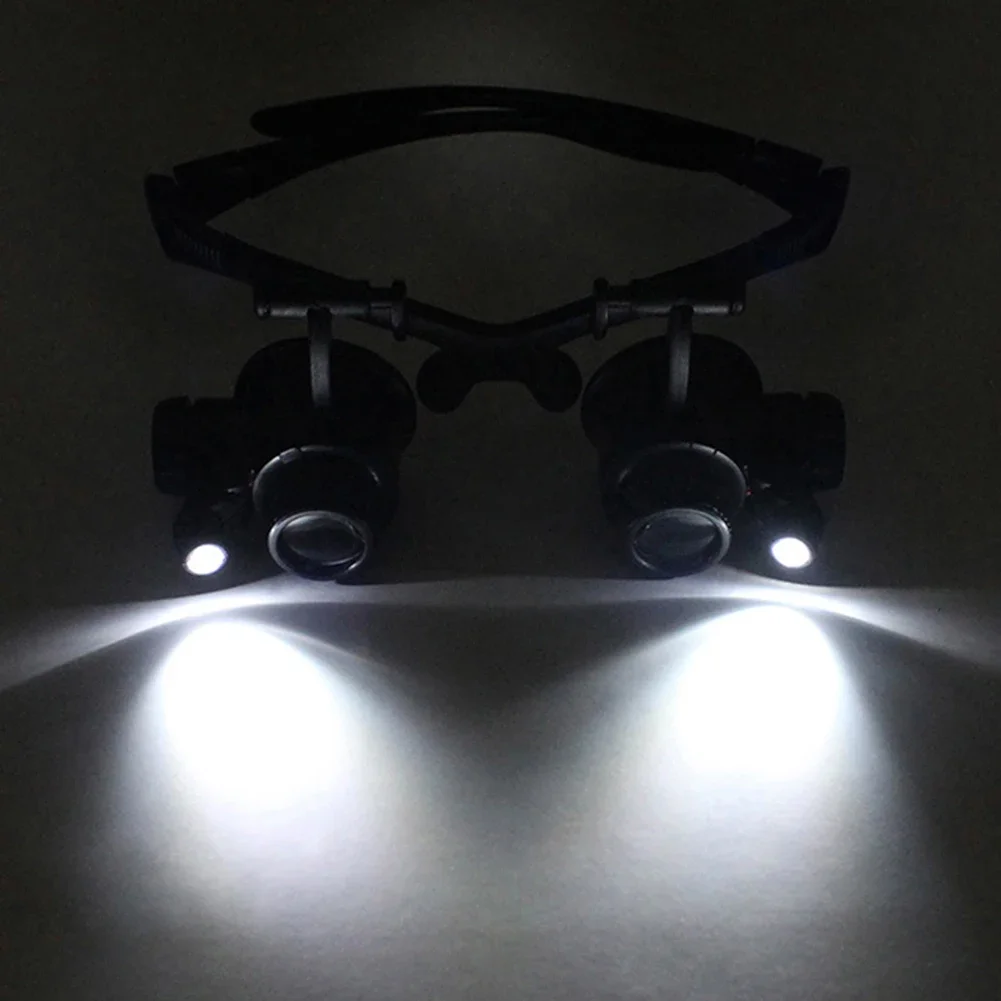 Gafas de aumento LED profesionales, herramienta de reparación de aumento de 10X, 15X, 20X, 25X, gafas de aumento de cabeza, reparación de joyas de reloj