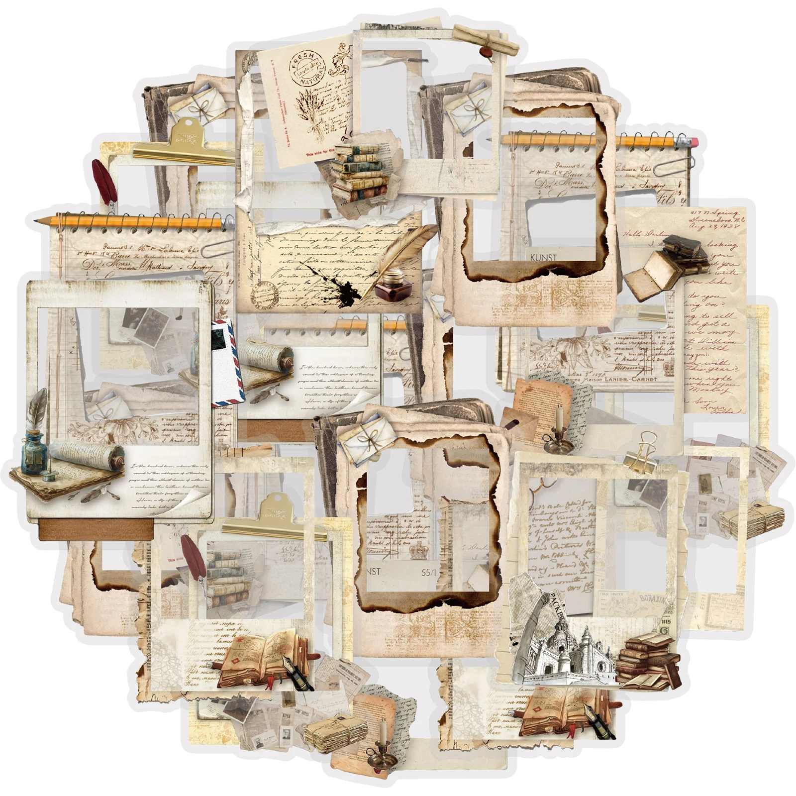 

Etori Life Paper Time 20Pcs Vintage Letter Style Journal Border Stickers Yellowed Paper Ink Pen Blank Note Decoration Stickers for Laptop, Phone Stickers, Suitcase, Handmade Scrapbook Supplies, Stamp Sheet, Desk Decoration Accessories, Student Gift Paper 