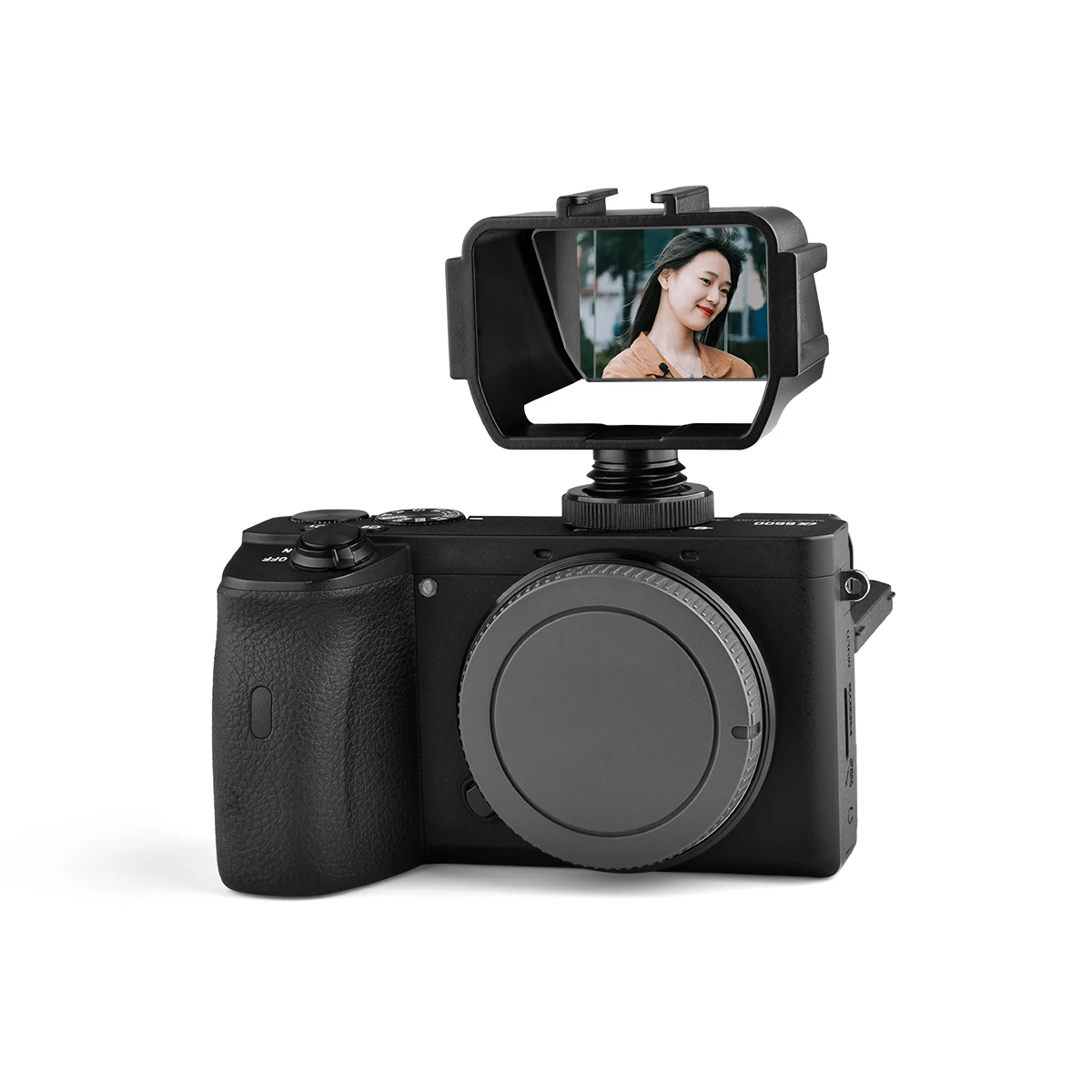 Vlog Selfie Mirror Flip Screen for Mirrorless Camera, Reverse Mirror with 3 ColdShoe Mounts for Sony A7III A7II A6000/A6300/A650