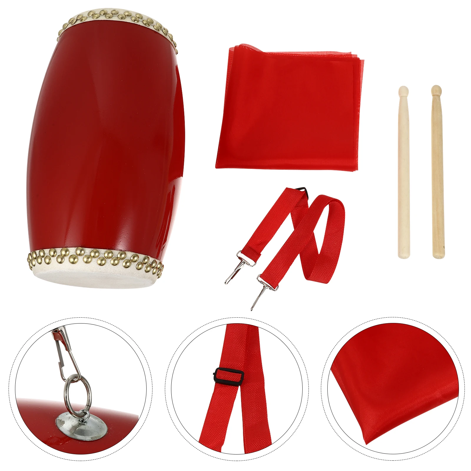 

1 set Traditional Simple Drum Toys Drums Portable Hand Cowhide Percussion Simple Waist Drum Instrument Strap for Adults Toddler