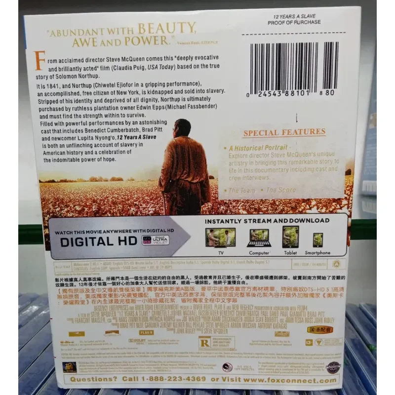 Classic Oscar Winning Film 12 Years a Slave Blu Ray Version Brand New Unopened by Steve