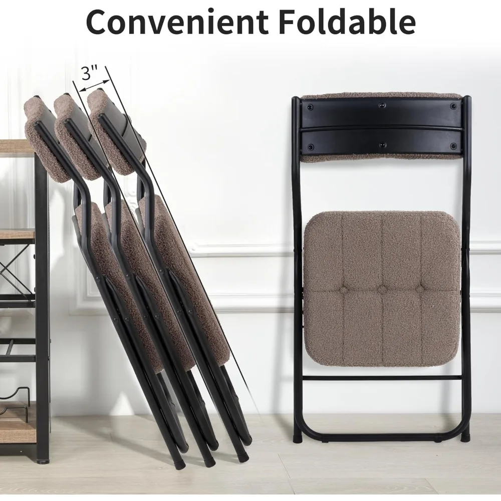 Padded Folding Chairs 4-Pack - Cushioned, Portable Dining Chairs for Kitchen, Extra Guest Seating Solutions