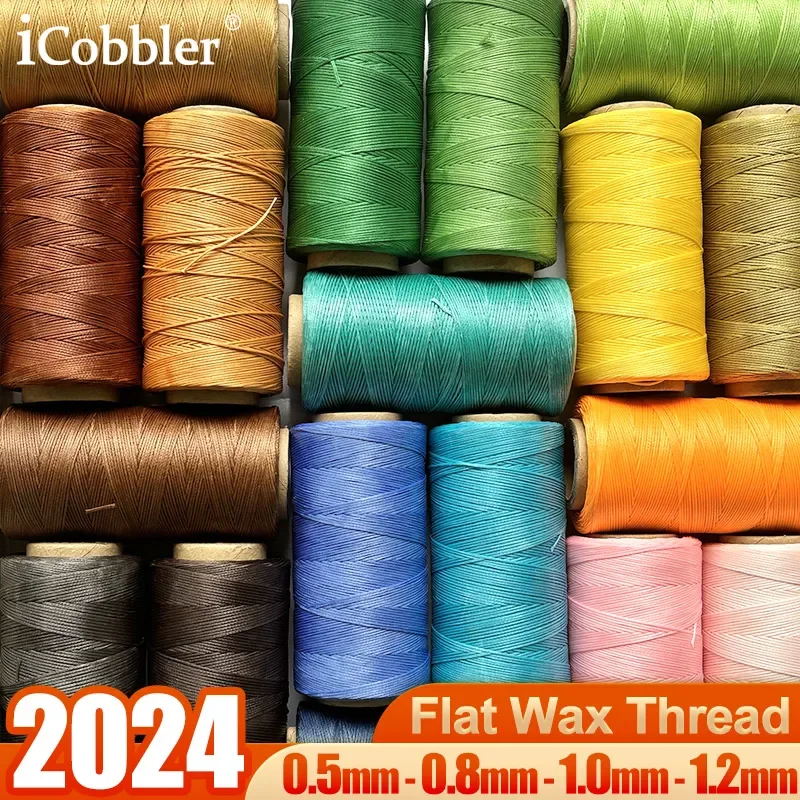 Flat Waxed Thread for Leather Sewing String Polyester Cord Stitching Bookbinding DIY Weave Craft 150D 0.8mm 210D 1.0MM 300 1.2mm