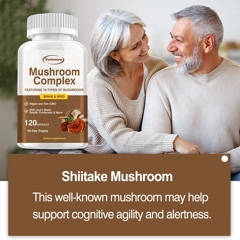 Mushroom Complex Capsules - Helps Improve Focus, Clarity and Memory, Immune System Support