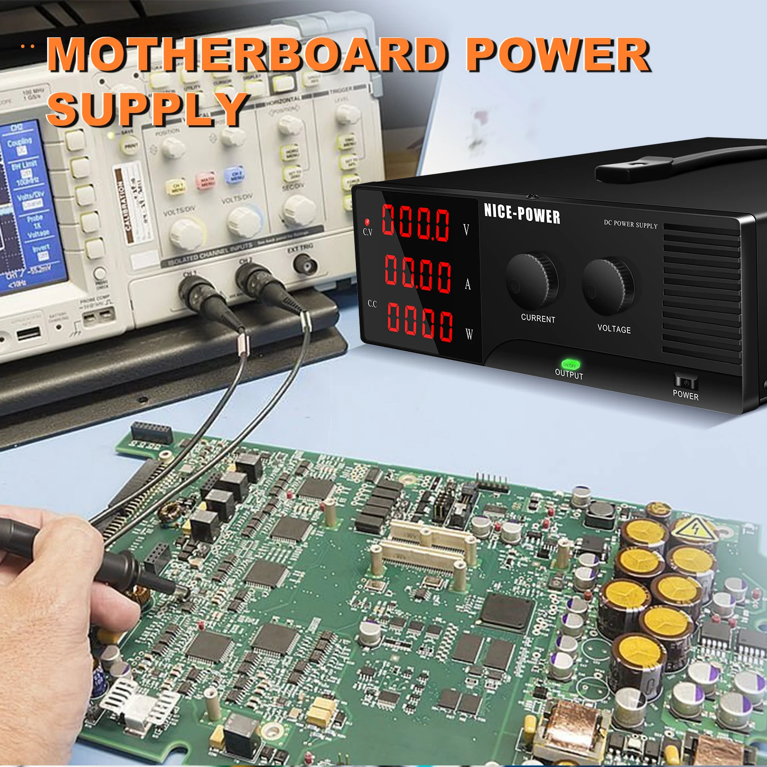 High Power Bench Power Supply 30V60A DC Lab Adjustable Regulated power supply With Output Switch RS232 Software Control 100V200V